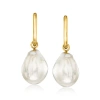 Ross-simons 18kt Gold Over Sterling Hoop Earrings With Removable 11-12mm Cultured Baroque Pearl Drops In Yellow