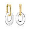 Ross-simons 18kt Gold Over Sterling Hoop Earrings With Removable Oval Sterling Silver Drops