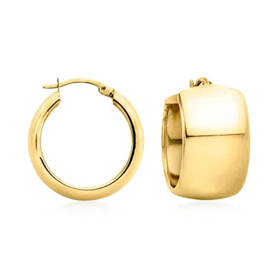 Ross-simons 18kt Gold Over Sterling Hoop Earrings In Yellow