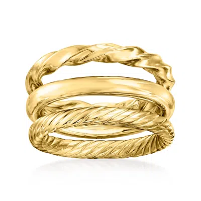 Ross-simons 18kt Gold Over Sterling Jewelry Set: 3 Polished Rings In Yellow
