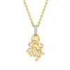 Ross-simons 18kt Gold Over Sterling Octopus Pendant Necklace With Diamonds