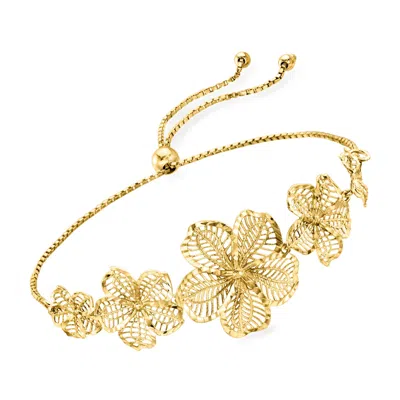 Ross-simons 18kt Gold Over Sterling Openwork Flower Bolo Bracelet