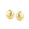 Ross-simons 18kt Gold Over Sterling Puffy Round Earrings With Diamond Swirls In Multi