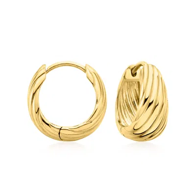 Ross-simons 18kt Gold Over Sterling Ridged Hoop Earrings In Multi