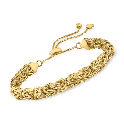 Ross-simons 18kt Gold Over Sterling Silver Byzantine Bolo Bracelet In Yellow