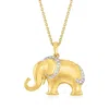 Ross-simons 18kt Gold Over Sterling Silver Elephant Pendant Necklace With Diamond Accent In Multi