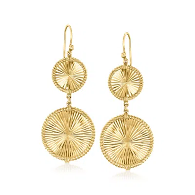 Ross-simons 18kt Gold Over Sterling Silver Roped-edge Faceted Circle Drop Earrings