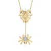 Ross-simons 18kt Gold Over Sterling Spider Web Necklace With Diamond Accents In Silver