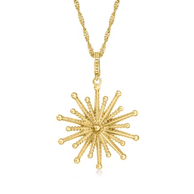 Ross-simons 18kt Gold Over Sterling Starburst Pendant Necklace In Yellow