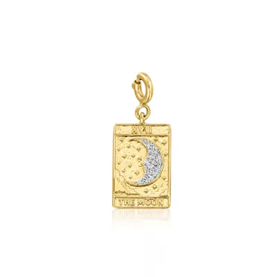 Ross-simons 18kt Gold Over Sterling "the Moon" Tarot Card Charm With . Diamonds