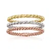 Ross-simons 18kt Tri-colored Gold Jewelry Set: 3 Rope-textured Rings In Multi
