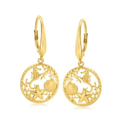Ross-simons 18kt Yellow Gold Over Sterling Silver Sea Life Drop Earrings