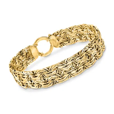 Ross-simons 18kt Yellow Gold Over Sterling Silver Wide Byzantine Bracelet In Multi