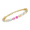 Ross-simons 18kt Yellow Gold-plated Bracelet With Simulated Multicolored Gemstones And Czs In Gold