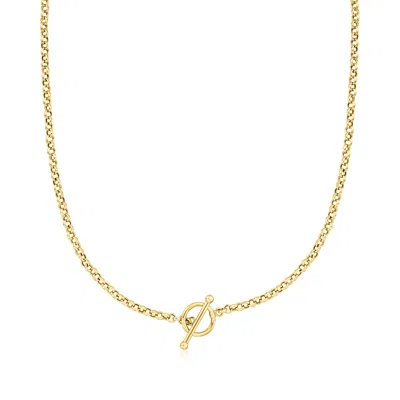 Ross-simons 18kt Yellow Gold Rolo-chain Toggle Necklace In Multi