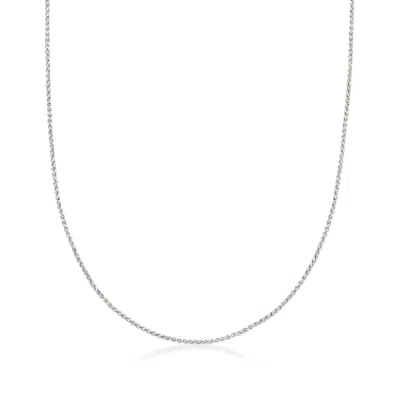 Ross-simons 1mm 14kt White Gold Wheat Chain Necklace In Silver
