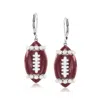Ross-simons 2-2.5mm Cultured Pearl Football Drop Earrings With Brown And White Enamel In Sterling Silver In Red