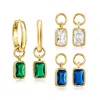 Ross-simons 2.20 T. T. W. Simulated Multi-gemstone And Cz Jewelry Set: 18kt Gold Over Sterling Hoop Earrings Wit In Multi