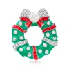 Ross-simons 2.5-8mm Cultured Pearl And White Topaz Christmas Wreath Pin With Red And Green Enamel In Sterling Si In Brown