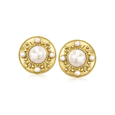 Ross-simons 3-10.5mm Cultured Pearl Earrings In 18kt Gold Over Sterling In Yellow