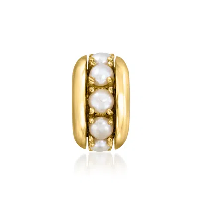Ross-simons 3-3.5mm Cultured Pearl Rolling Charm In 18kt Gold Over Sterling