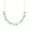 Ross-simons 3-4mm Cultured Pearl And Multi-gemstone Necklace With Blue Chalcedony And Moonstone In 18kt Gold Ove In Multi