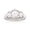 Ross-simons 3-6.5mm Cultured Pearl Ring With . Diamonds In Sterling Silver In White
