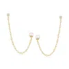 Ross-simons 3-7.5mm Cultured Pearl And . Cz Double-piercing Earrings In 18kt Gold Over Sterling In Gold