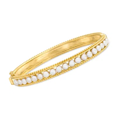 Ross-simons 3.5-4mm Cultured Pearl Bangle Bracelet In 18kt Gold Over Sterling In Multi