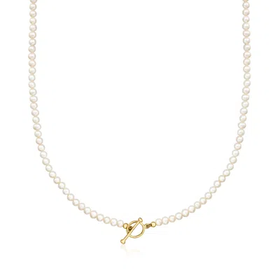 Ross-simons 3.5-4mm Cultured Pearl Charm-compatible Toggle Necklace In 18kt Gold Over Sterling In Multi