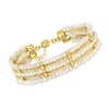 Ross-simons 3.5-4mm Cultured Pearl Multi-row Bracelet In 18kt Gold Over Sterling In Multi