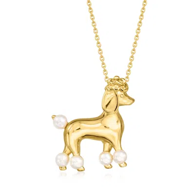 Ross-simons 3.5-4mm Cultured Pearl Poodle Pin/pendant Necklace In 18kt Gold Over Sterling In Multi