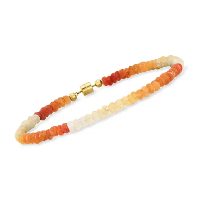 Ross-simons 3.5-4mm Multicolored Opal Bead Bracelet With 14kt Yellow Gold Magnetic Clasp In Neutral