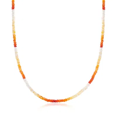 Ross-simons 3.5-4mm Multicolored Opal Bead Necklace With 14kt Yellow Gold Magnetic Clasp In Red