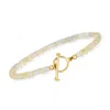 Ross-simons 3.5-4mm Opal Bead Charm-compatible Toggle Bracelet In 18kt Gold Over Sterling In Metallic