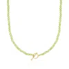 Ross-simons 3.5-4mm Peridot Bead Charm-compatible Toggle Necklace In 18kt Gold Over Sterling In Green