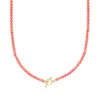 Ross-simons 3.5-4mm Pink Coral Bead Charm-compatible Toggle Necklace In 18kt Gold Over Sterling In Red