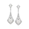 Ross-simons 3.5-7.5mm Cultured Pearl And . Diamond Vintage-style Drop Earrings In Sterling Silver In Metallic