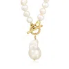 Ross-simons 4-13mm Cultured Baroque Pearl Toggle Necklace In 18kt Gold Over Sterling In Multi