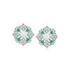 Ross-simons 4-4.5mm Cultured Pearl And . Emerald Earrings With . Diamonds In Sterling Silver In Green