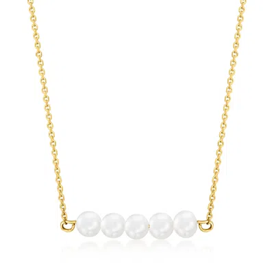 Ross-simons 4-4.5mm Cultured Pearl Bar Necklace In 14kt Yellow Gold