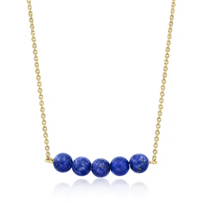 Ross-simons 4-4.5mm Lapis Bead Necklace In 14kt Yellow Gold In Multi