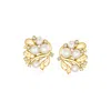 Ross-simons 4-5mm Cultured Pearl And . White Topaz Vine Earrings In 18kt Gold Over Sterling In Gold