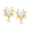 Ross-simons 4-7.5mm Cultured Pearl Spider Drop Earrings In 18kt Gold Over Sterling