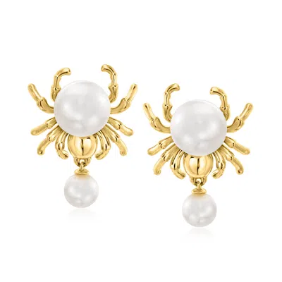 Ross-simons 4-7.5mm Cultured Pearl Spider Drop Earrings In 18kt Gold Over Sterling