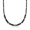 ROSS-SIMONS 4-8MM BLACK AGATE GRADUATED NECKLACE WITH 14KT YELLOW GOLD
