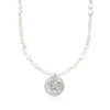 Ross-simons 4-8mm Keshi Pearl And 5.5-6.5mm Cultured Pearl Sand Dollar Necklace With Hematite Beads In Sterling  In Multi