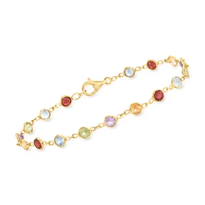Ross-simons 4.30- Multi-gemstone Bracelet In 14kt Gold Over Sterling