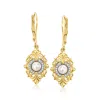 Ross-simons 4.5-5mm Cultured Pearl Drop Earrings With Diamonds In 18kt Gold Over Sterling In White