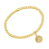 Ross-simons 4mm 18kt Gold Vermeil Bead Stretch Bracelet With Removable 18kt Gold Over Sterling "t And T Twin Tal In Gold